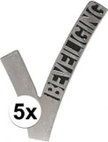 Merkloos Beveiligings embleem V - 5x metalen broche van 6,5 cm - Zilveren security accessoire
