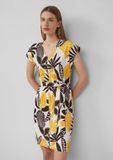 s.Oliver Gestructureerde jersey jurk met print all-over en riem ecru