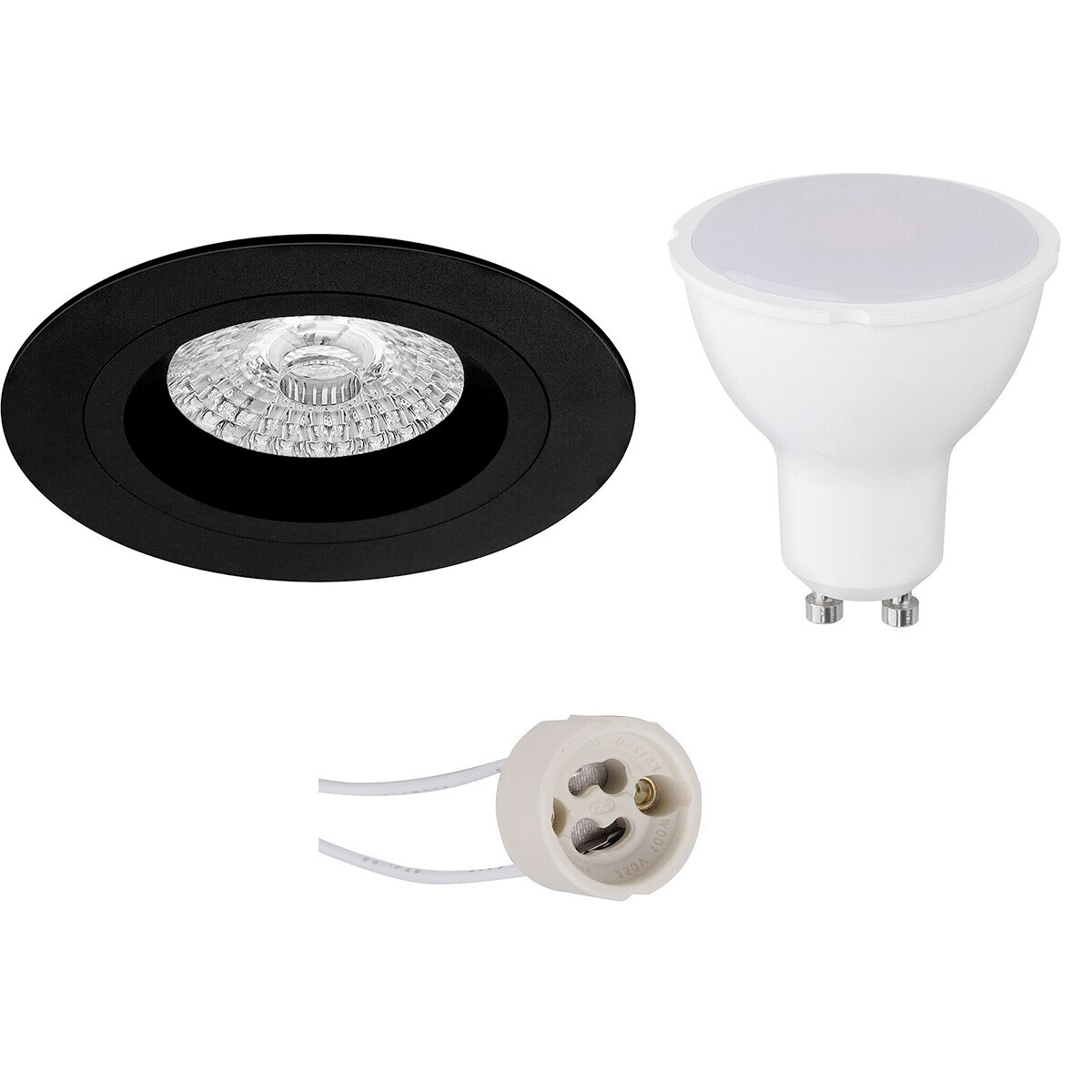 BES LED LED Spot Set - Pragmi Rodos Pro - GU10 Fitting - Inbouw Rond - Mat Zwart - 8W - Warm Wit 3000K - Ã˜93mm