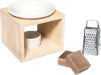Merkloos / Sans marque Amberblokjes/geurblokjes cadeauset - sandelhout - inclusief geurbrander en mini rasp