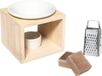 Merkloos / Sans marque Amberblokjes/geurblokjes cadeauset - sandelhout - inclusief geurbrander en mini rasp