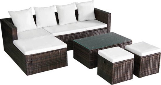 vidaXL Tuin hoekbank set poly rattan bruin 12-delig