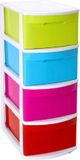 PLASTICFORTE Ladeblok/bureau organizer met 4x lades - wit/gekleurd - L39 x B28.5 x H78 cm - kunststof