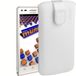 Mumbi Echt lederen hoes compatibel met Huawei Ascend P7 Mini, (lus met terugtrekfunctie, uittrekhulp), wit