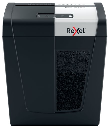 Rexel Secure MC6 Microversnipperaar - 6 vel - P-5 - 18L - Zwart/Zilver