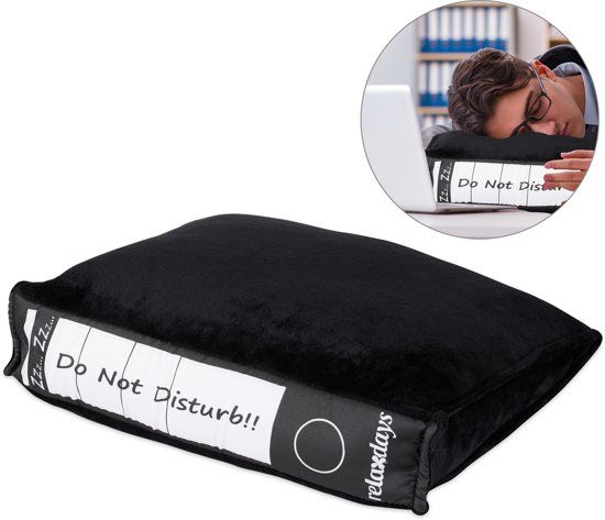 Relaxdays Power Nap Kussen - Bureau Kussen - Slaapkussen - Powernap - Hoofdkussen Kantoor - Zwart/Wit