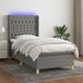 Maison Exclusive - Lit boxspring avec matelas et éclairage LED, gris foncé, 90x200 cm, textile