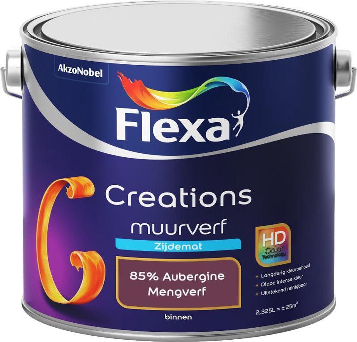 FLEXA Creations - Muurverf Zijde Mat - Mengkleuren Collectie - 85% Aubergine - 2,5 liter