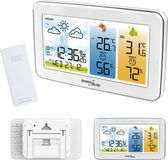 GreenBlue station météo sans fil, température + humidité intérieur/extérieur, horloge/alarme/date, °C / °F, portée jusqu'à 60 m, GB442 W