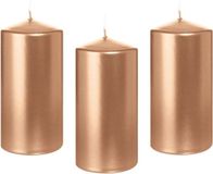 Trend Candles Bougie cylindrique/bougie tronc - 10 pièces - Or rose - 6 x 12 cm - 40 heures de combustion