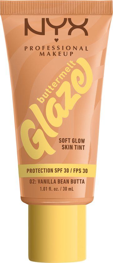 NYX Professional Make Up Buttermelt Glaze Vanilla Bean Butta Foundation - Tot 12 uur draagtijd - SPF 30 bescherming - 30ml