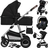 Lionelo Amber Kinderwagen 3 in 1 - Zwart/Zilver - Reiswieg, Buggy, Autostoel