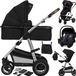 Lionelo Amber Kinderwagen 3 in 1 - Zwart/Zilver - Reiswieg, Buggy, Autostoel