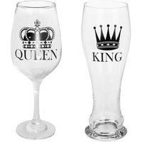 King & Queen Duo Bierglas en Wijnglas Zwart
