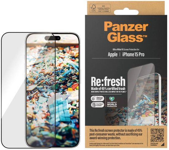 PanzerGlass Re:fresh Screenprotector Geschikt voor Apple iPhone 15 Pro