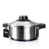 ELMA autocuiseur 4 litres, diamètre 24 cm, acier inoxydable 18/10, fond encapsulé, compatible induction, 2 modes de cuisson, triple système de sécurité, couvercle en verre inclus