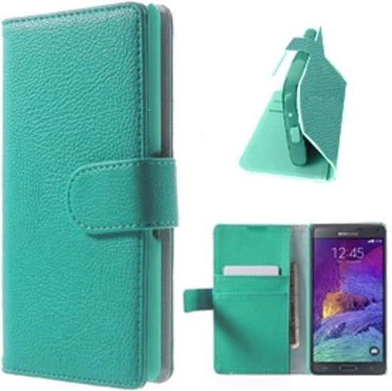 Smart Samsung Galaxy Note 4 Portemonnee Hoesje Case Turquoise