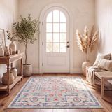 Safavieh MAD928 Tapijt voor binnen, rechthoekig, geweven, Chic Collection, voor woonkamer, slaapkamer of elk interieur, lichtgrijs/fuchsia, 122 x 183 cm