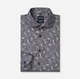 OLYMP Luxor Modern Fit Overhemd Zwart/Bruin Zebraprint Lange Mouw Katoen