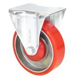 WAGNER Soft-heavy duty roller, diameter 125 mm, bouwhoogte 155 mm, staal & gietijzer, rood/zilver, aanschroefplaat 85 x 105 mm, draagkracht 300 kg - 04032501