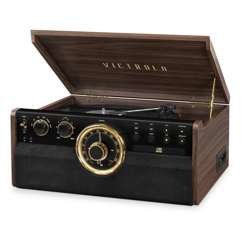 VICTROLA EMPIRE MUSIC CTR Muziek Center - Vinyl, Radio, CD, Bluetooth - Mahonie