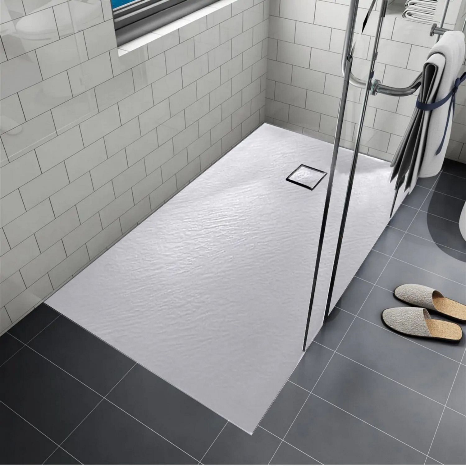 Boss & Wessing Naxos Douchebak 120x80 cm Stone-look Mat Wit
