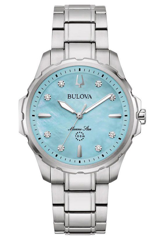 Bulova Marine Star 96P248 - Dameshorloge - Zilverkleurig - 36 mm - Staal - Saffierglas