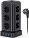SURIGHT Meervoudige stekkerdoos - 12-voudige stekkerdoos met 4 USB - Overspanningsbeveiliging