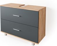 Vicco Ilias Wastafelonderkast – 80 x 60.8 cm Antraciet/gouden eik