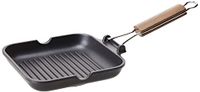 Home Delizia Grillpan met flexibele handgreep, aluminium, zwart, 20 x 20 cm
