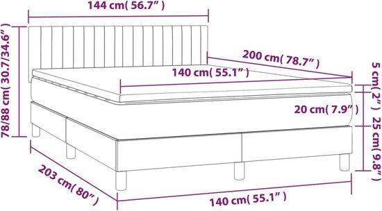 vidaXL Boxspring met matras stof donkergrijs 140x200 cm
