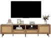 StarTech Eikenhoutlook TV-kast - Mediakast met rieten decoratie - Geschikt voor televisies van 102–124 cm - 200 × 37 × 49 cm - Gemaakt van spaanplaat en met houten poten