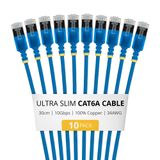 StarTech.com 6ASTP34BLS30CM10PK Netwerkkabel Blauw 0,3 m Cat6a U/FTP Rond (10 stuks)