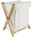 Tendance Panier à linge avec 1 compartiment - bambou bois - blanc - pliable