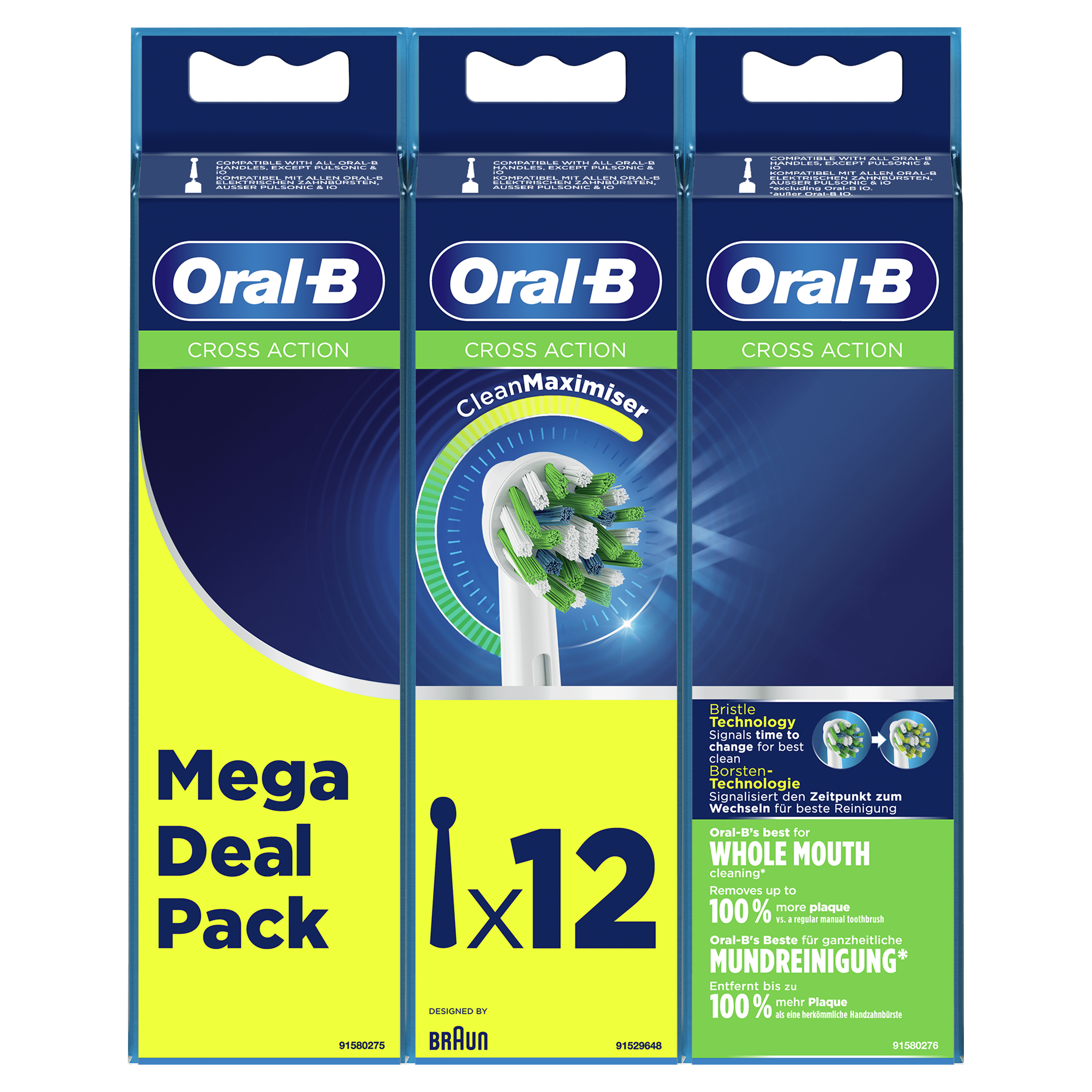 Oral-B Oral-B CrossAction Opzetborstel Met CleanMaximiser-technologie, Verpakking Van 12 Stuks