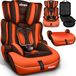 KIDUKU® Autostoel 9-36 kg (1-12 jaar) – Kinderzitje ECE R129/03, Groep 1/2/3 Autokinderstoel Kinderautostoel (Bruin/Oranje)