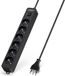 Multiprise avec 6 prises et interrupteur - 250 V/3680 W - câble de 5 m - Noir