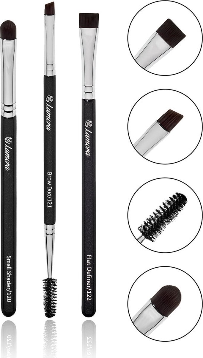 Lamora Wenkbrauwborstel set 3 delig - - Make-Up kwasten