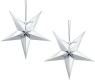 Merkloos / Sans marque Partydeco Sp. Z O. O. Pakket van 6x stuks kerstster decoratie zilveren ster lampionnen 30 cm - Zilveren kerststerren hangdecoratie 30 cm