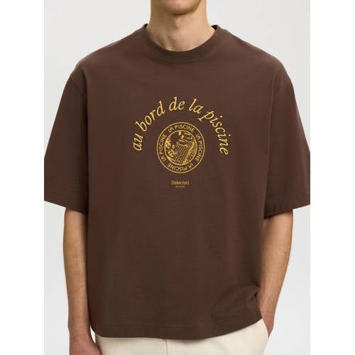 Selected boxy T-shirt bruin