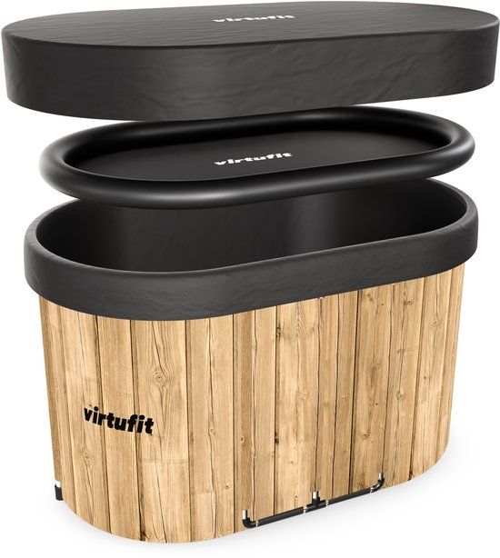 VirtuFit IJsbad Ovaal 500L - Hout - Opvouwbaar - Ice Bath - Inclusief Deksel, Thermometer & Accessoires