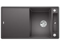 BLANCO AXIA III 5 S-F, SILGRANIT® PuraDur®, felsgrijs, omkeerbaar, inclusief houten snijplank