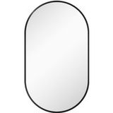 Miroir Ovale Mural Cadre En Aluminium Style Minimaliste Montage Vertical Ou Horizontal Avec 3 Crochets 40 X 70 Cm Noir
