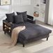 OKWISH Chaise Longue 129 x 170 cm - Velours côtelé gris foncé - Avec LED, USB, Rangement et Porte-gobelets