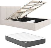 Vente-unique Bed met opbergruimte stof beige 180 x 200 cm