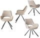 MEUBLE COSY Set van 4 Eetkamerstoelen - Rugleuning Armleuningen Gestoffeerde Zitting Beige Stof 58,5 x 59 x 81 cm