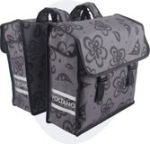 Voltano Dubbele Fietstas Floral Fusion - Grijs Met Bloemen - 38 Liters - 100% Waterdicht Polyester