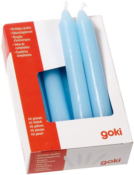 GOKI Verjaardag - Kaarsjes - 10 Stuks - 8 Cm - Lichtblauw