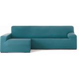 ECOMMERC3 Bankhoes voor chaise longue, lange mouw, links, bi-elastisch, ademend, overtrek voor chaise longue, groen, Eserald, elastische banden en schuimbevestiging