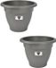 Hega hogar Grijze ronde plantenpot/bloempot kunststof diameter 50 cm - Set van 2x stuks